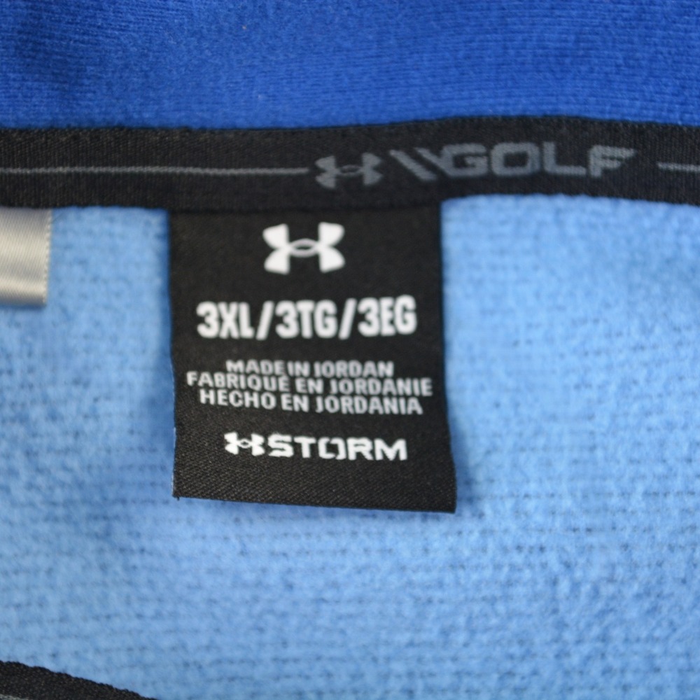 Under Armour Golf Storm Mens 3XL Blue Striped Quarter Zip Fleece Pullover - Picture 6 of 9